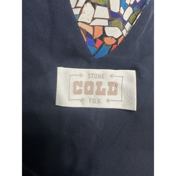 STONE COLD FOX Mini Dress Silk Cut Out Back Long Sleeve Size Approx XS Blue - Picture 4 of 7